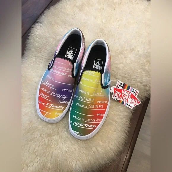 Vans Classic Slip-On - Pride Rainbow Positive Affirmations 7.5 - Picture 13 of 16